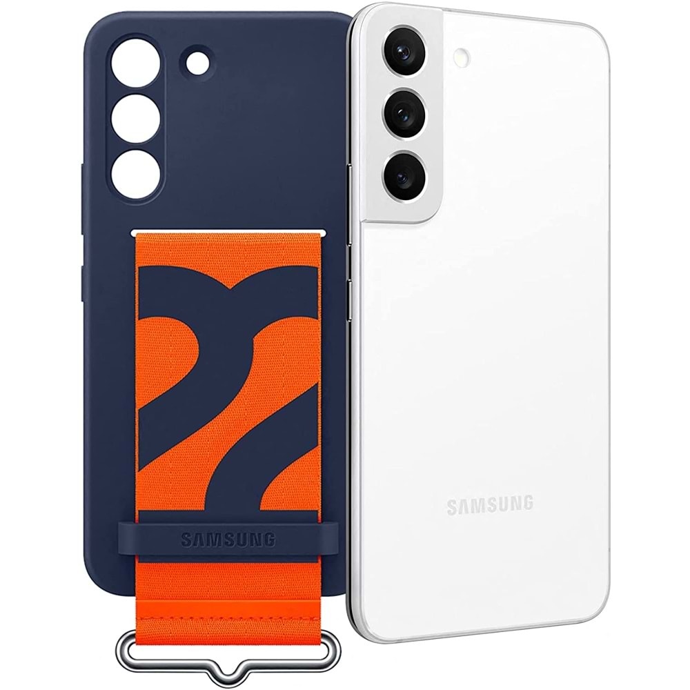 Samsung Galaxy S22 Kayışlı Silikon Kılıf, Lacivert S22 Silicone Cover EF-GS901