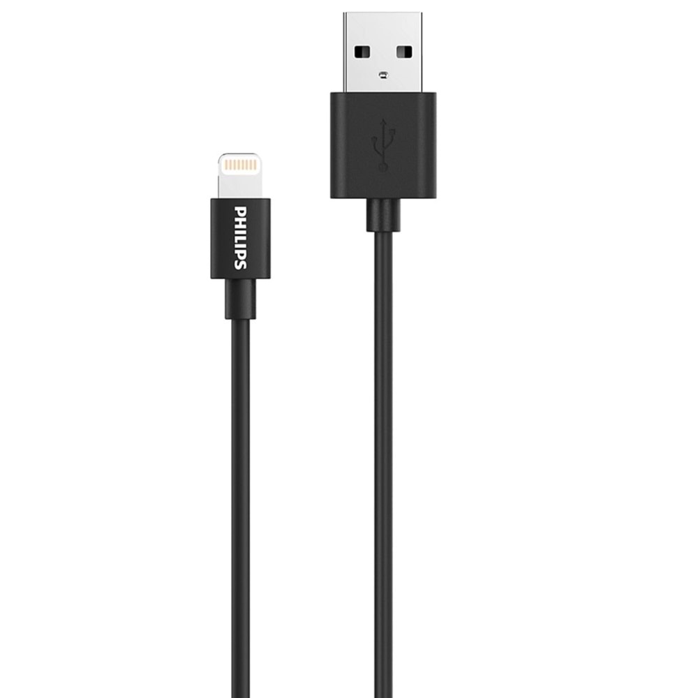 Philips DLC3106 MFI Apple Lisanslı USB-A Lightning Şarj Kablosu 2m, Siyah