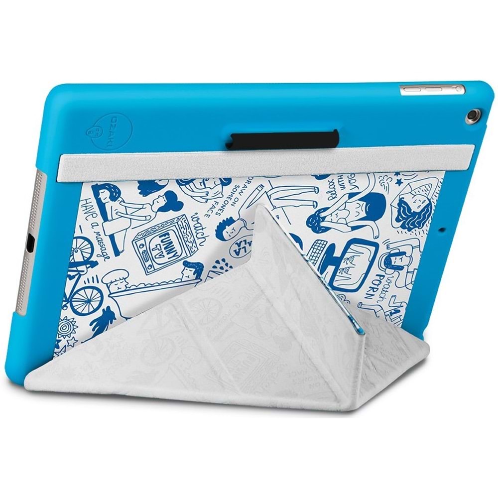 Ozaki Relax 360° iPad Air 1. Nesil A1474, A1475 ve A1476 için Akıllı Kılıf Uyku Modlu, Mavi
