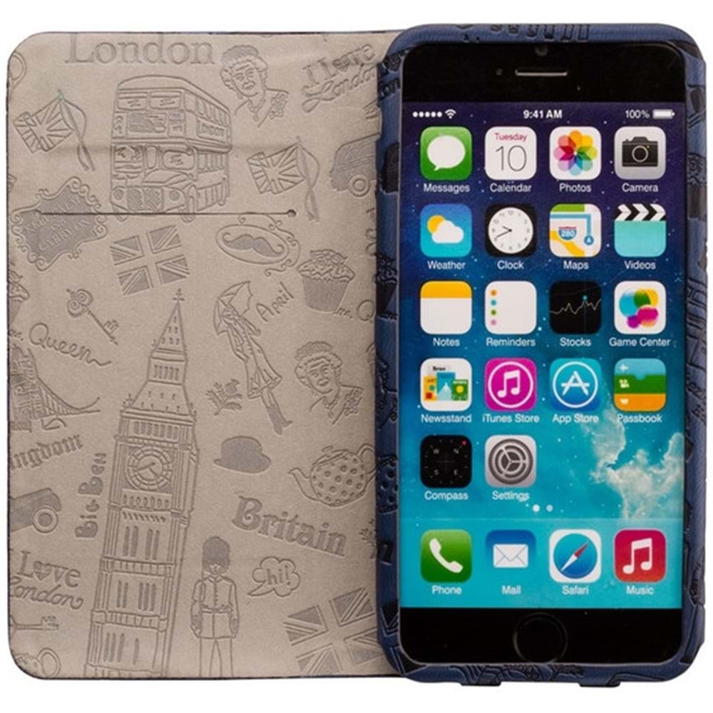 Ozaki Travel iPhone 6+ Plus ve 6S+ Plus için Kapaklı Kılıf, Cüzdan Kılıf, Lacivert